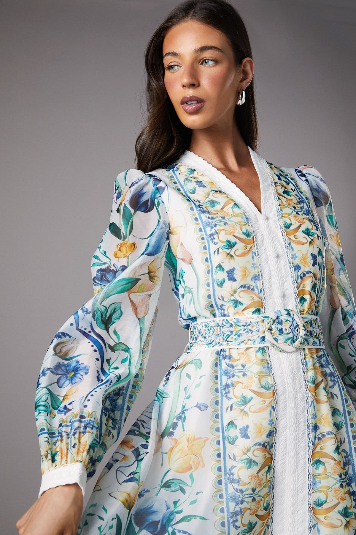 Coast Coast Women's Boarder Printed Organza Shirt Dress in White - 4