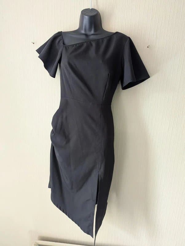 Never Fully Dressed Never Fully Dressed UK S Assemetric Black Dress Off Shoulder Occasional Wear