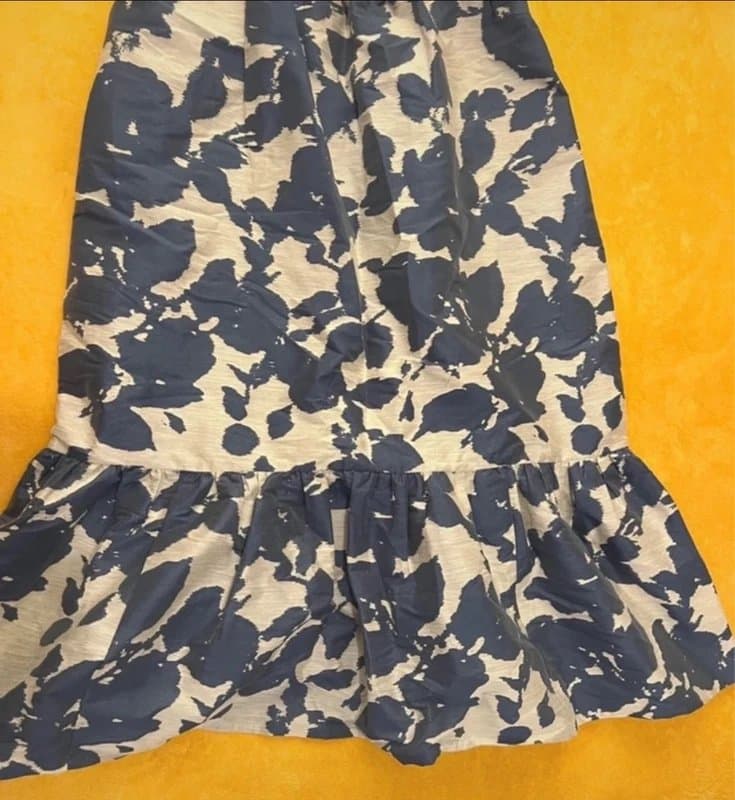 & Other Stories & Other Stories cami strap midi dress with volume hem in blue jacquard floral print with pockets