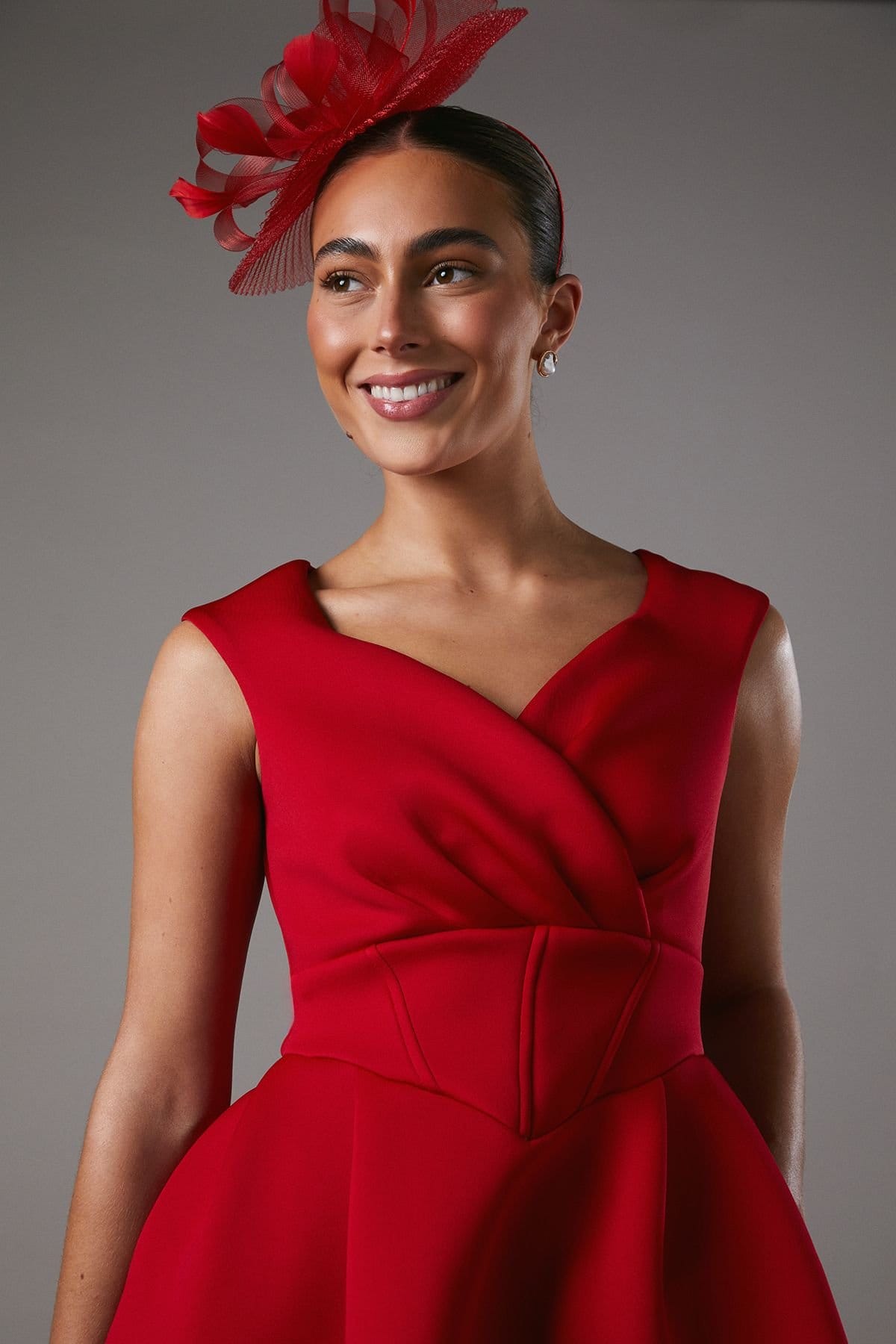 Coast Coast Women's Bardot Scuba Midi Dress in Red - 4