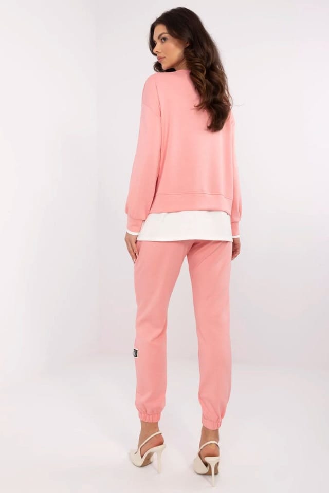 Love Lace Love Lace Women's Butter Soft Casual Tracksuit Set With Contrast in Pink - 2