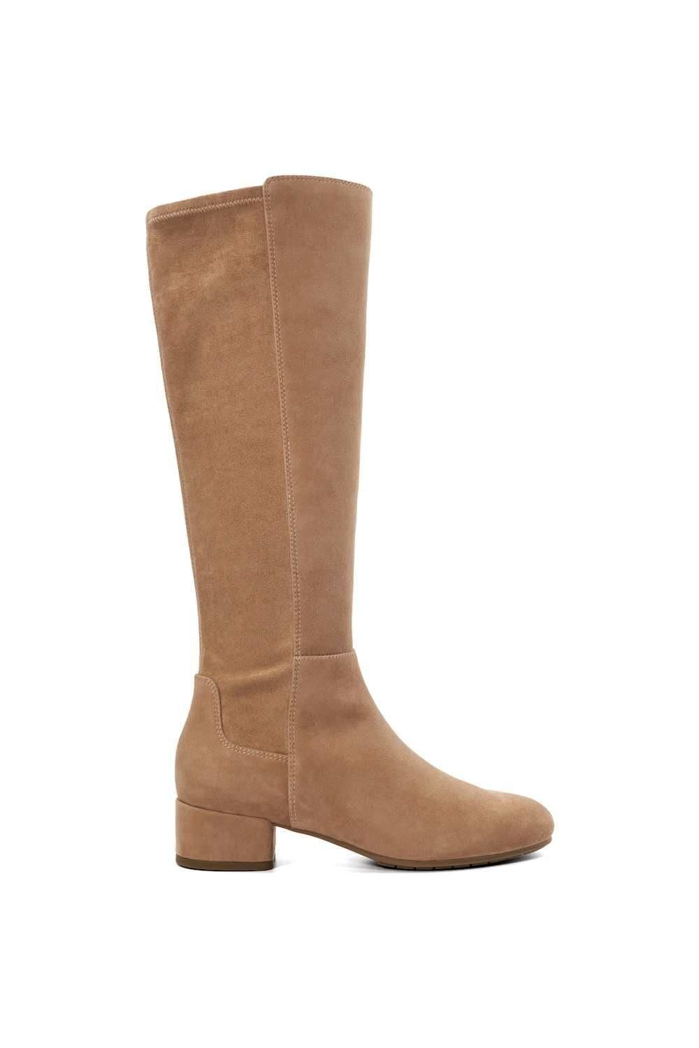 Dune London Dune London Women's Wide Fit 'Tayla' Suede Knee High Boots in Natural