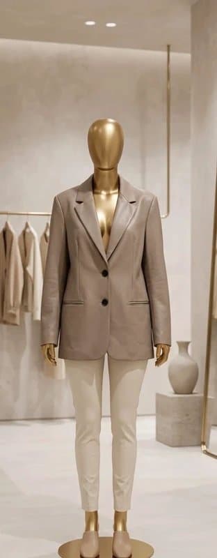 Zara Zara Taupe Faux Leather Blazer Oversized Aesthetic Neutral Clean Girl Chic Ref 1255/723