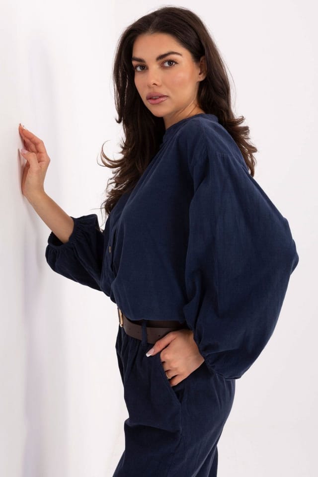 Love Lace Love Lace Women's Casual Puff Sleeve Sweetheart Blouse Shirt in Blue - 2