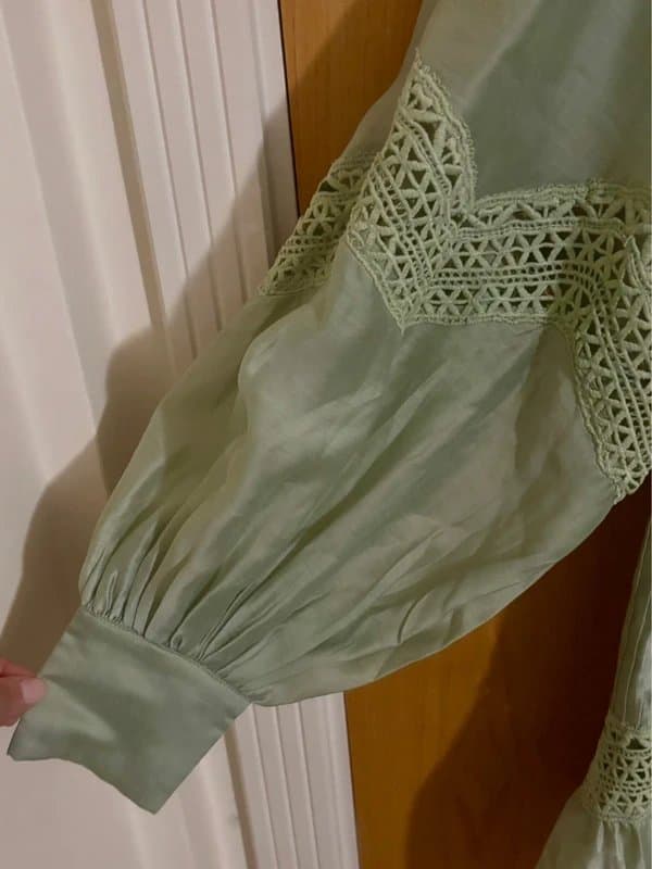 ASOS Design ASOS lace insert key hole front mini tea dress in sage Size 10