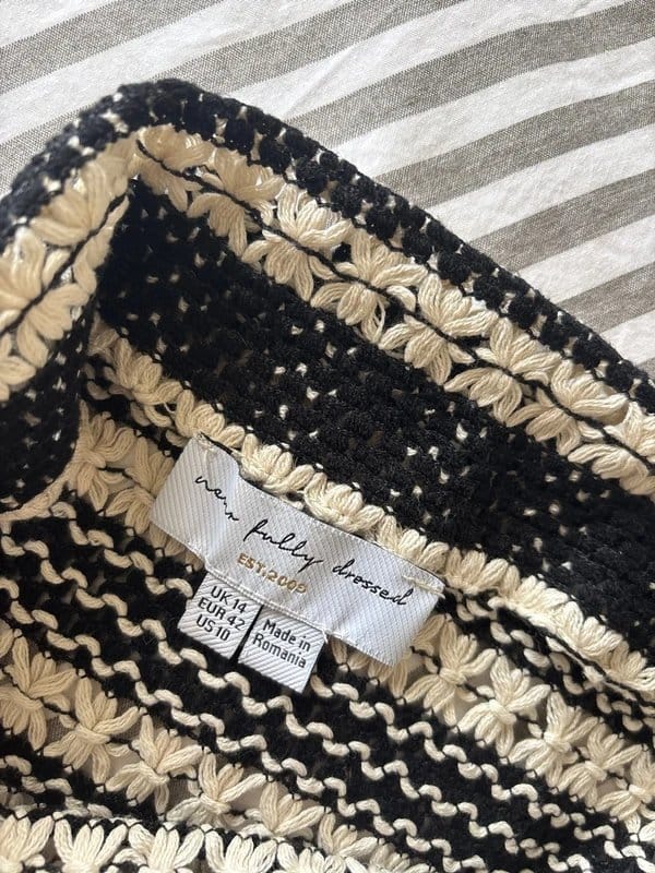 Never Fully Dressed Black & Beige Crochet Tunic Dress