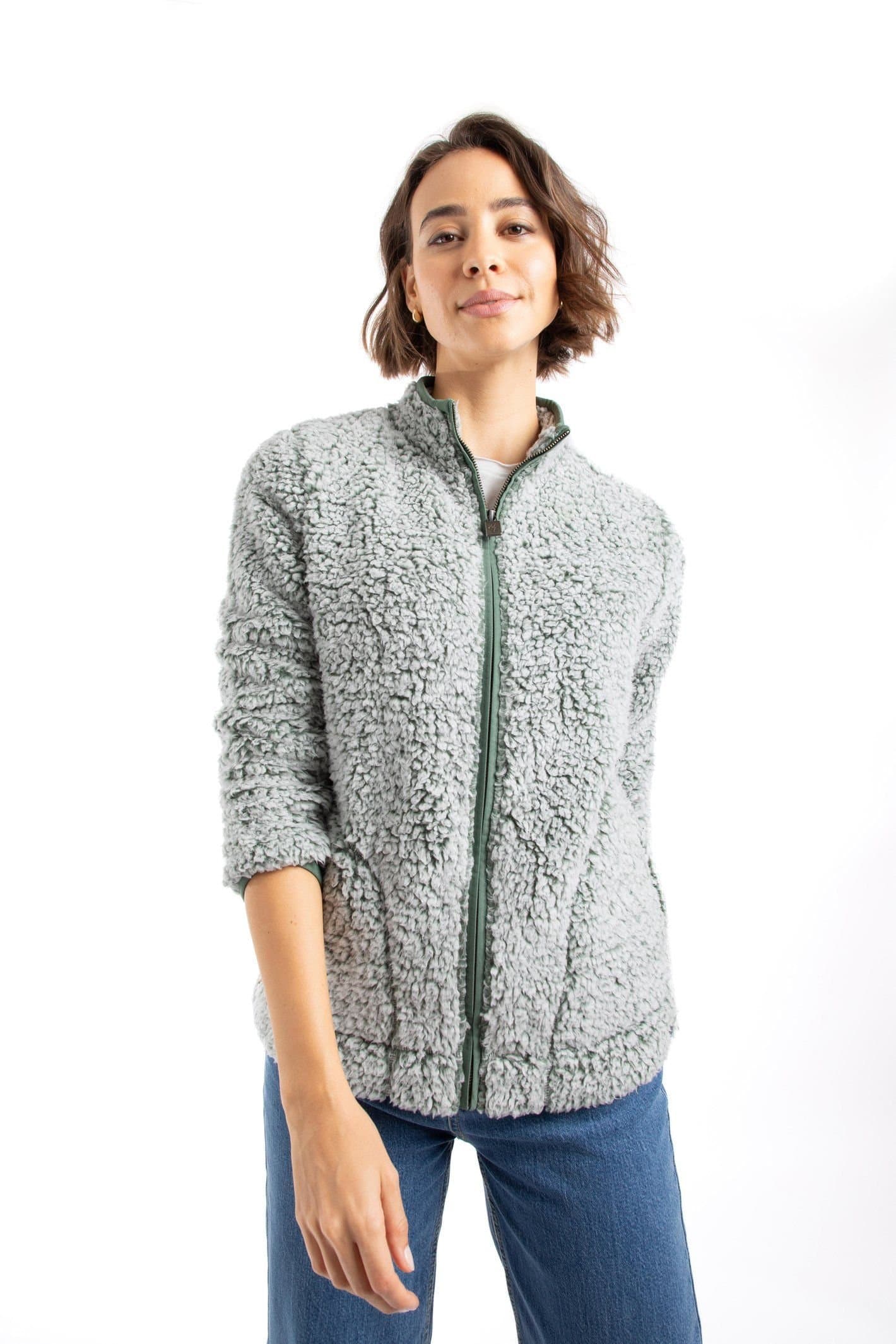 Weird Fish Weird Fish Women's Deliah Cosy Full Zip Fleece in Dark Olive