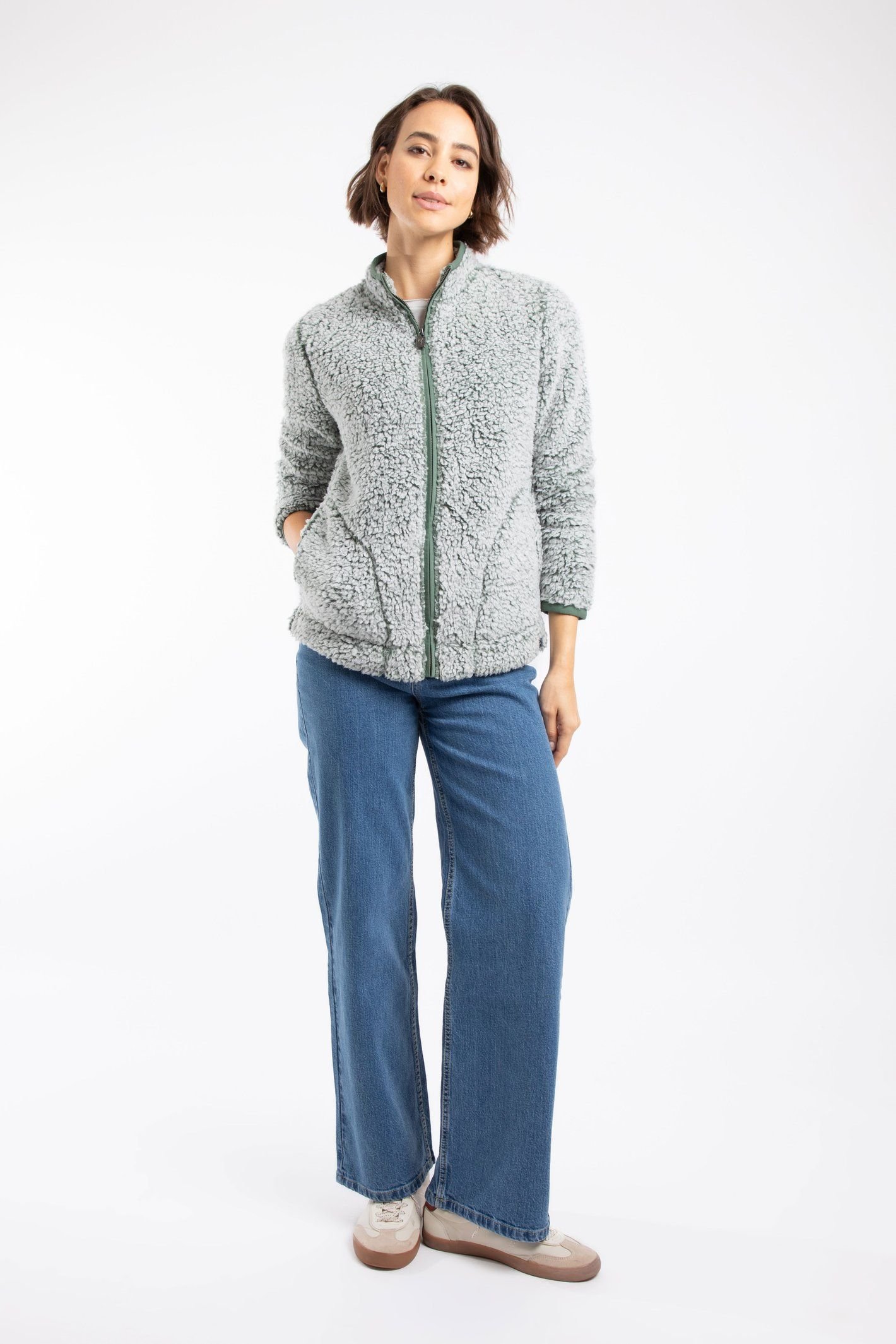 Weird Fish Weird Fish Women's Deliah Cosy Full Zip Fleece in Dark Olive - 4