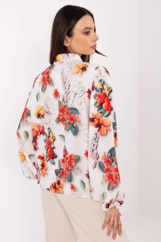 Love Lace Love Lace Women's Floral Long Sleeve Cotton Blend Shirt in White - 3