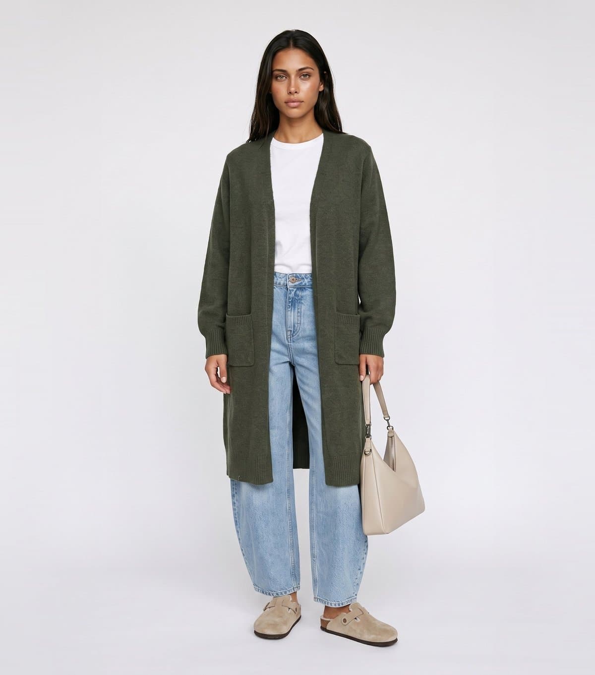Urban Bliss Women's Light Khaki Knit Longline Cardigan Urban Bliss New Look
