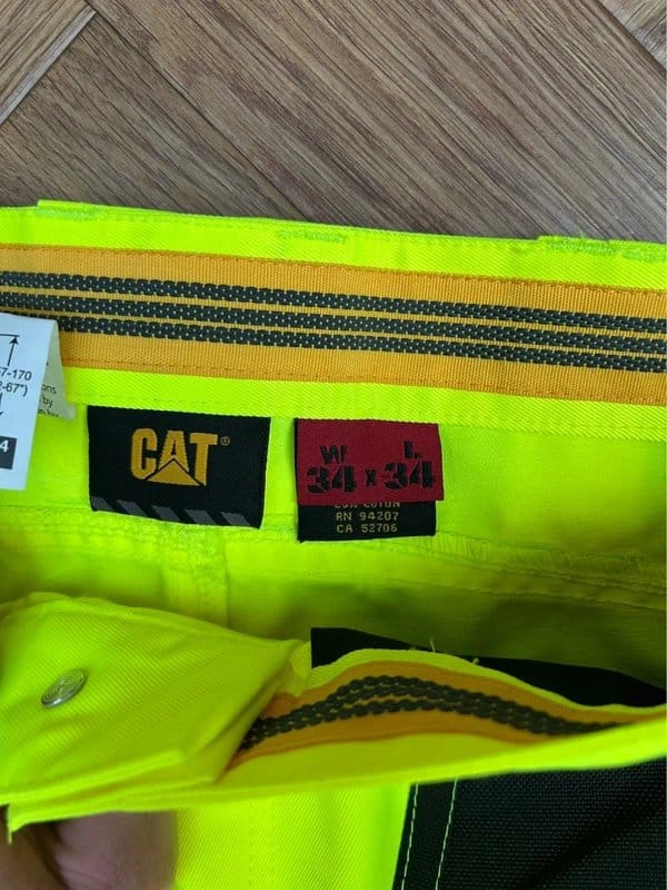 Caterpillar Caterpillar Trademark Work Pants for Men Built 34 34 Hi-vis yellow/Black Type R - 1