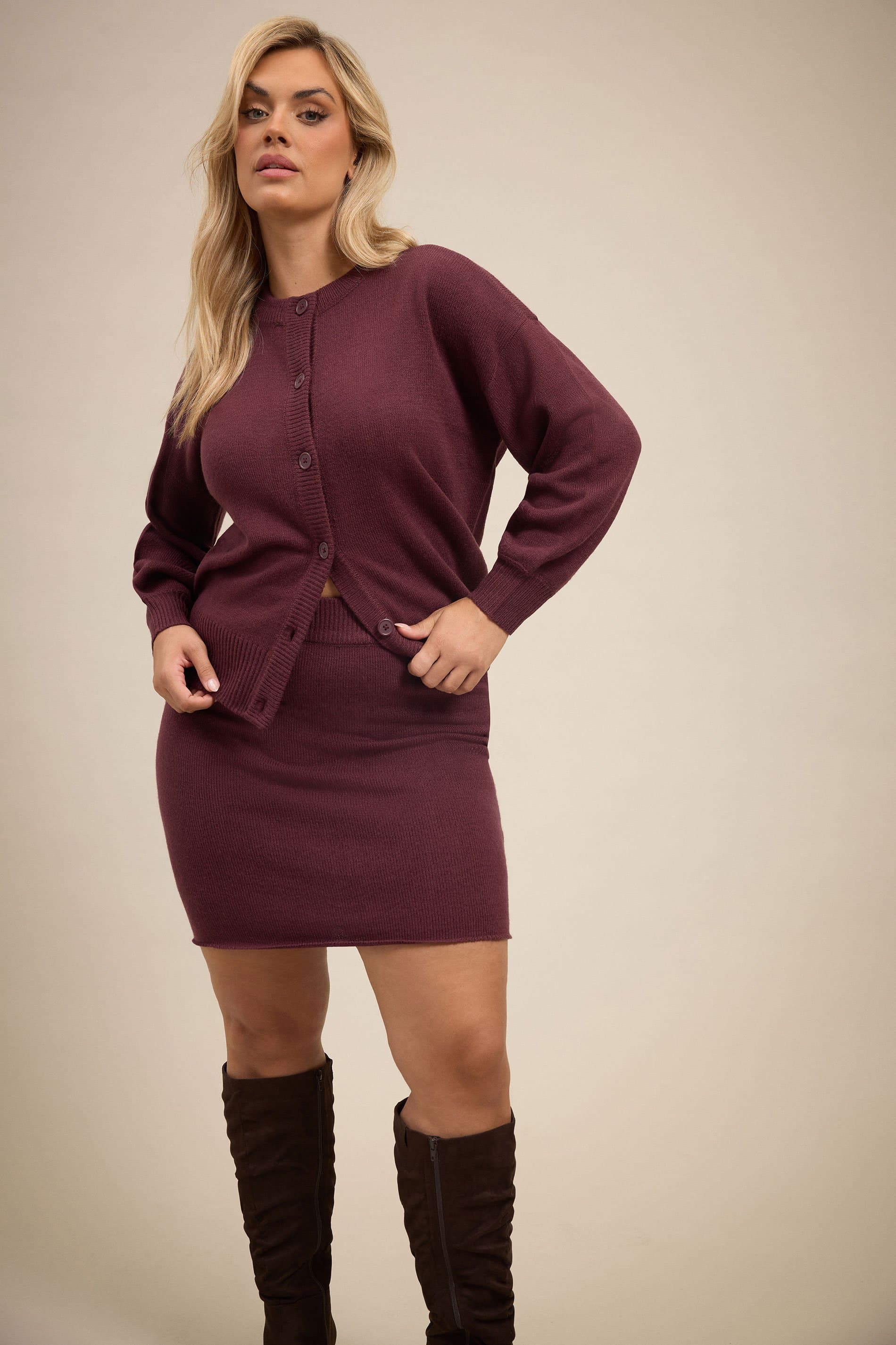 Limited Collection Plus Size Purple Knitted Mini Skirt