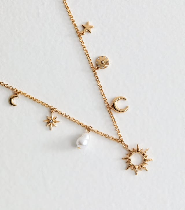 New Look Gold Tone Mystical Charm Necklace New Look - 3