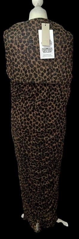 Never Fully Dressed Never Fully Dressed Leopard Print Ruched Midi Dress | Size UK 10 | RRP £155