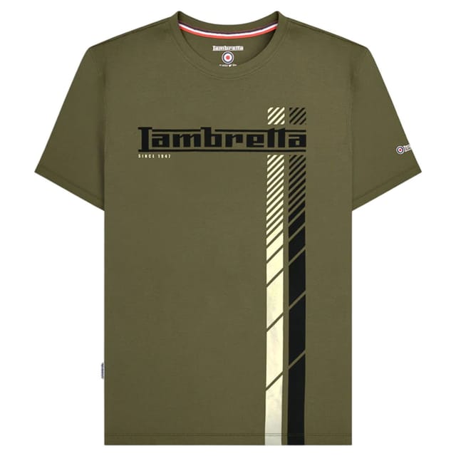 Lambretta Lambretta Men's Racing Stripe T-Shirt in Khaki - 2