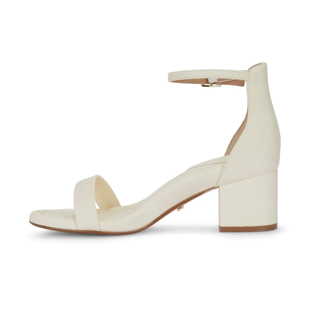 MALOW LONDON MALOW LONDON Women's Khloe Heeled Sandals Buckle Strap PU Open Toe Block Heel Shoes in Cream - 2