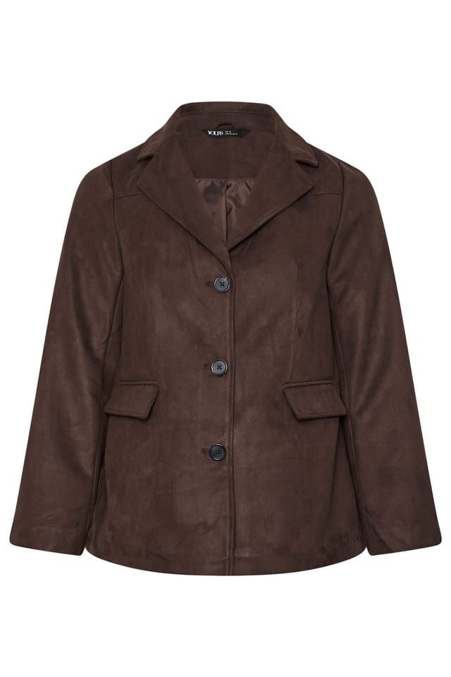 Yours Yours Women's Faux Suede Blazer in Chocolate - 2