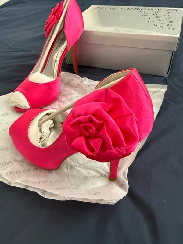Glamour n glitz Women’s Pink Glamour N Glitz Open Toe Stiletto Heels UK Size 5