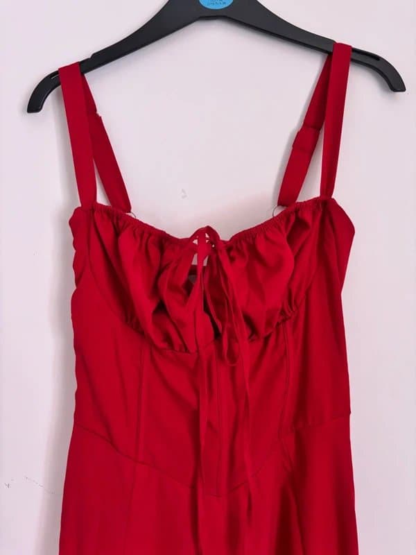 marthea Red corset milk maid dress with split M L