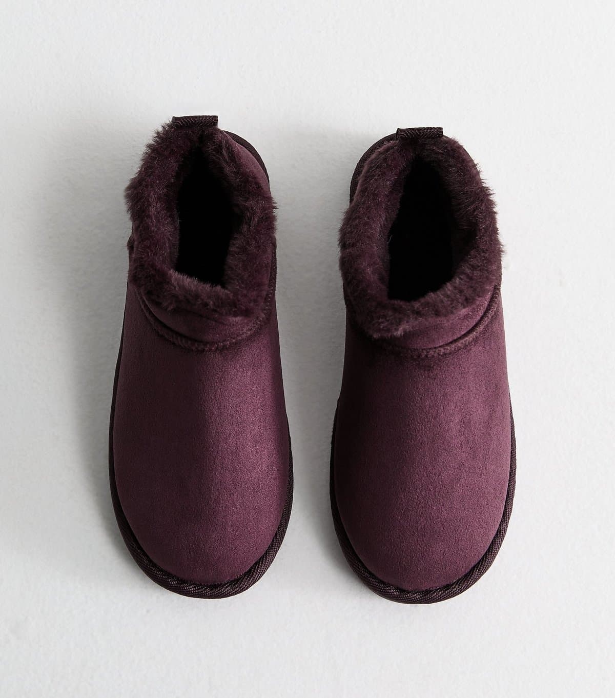 New Look Women's Dark Burgundy Faux Suede Low Boot Slippers New Look