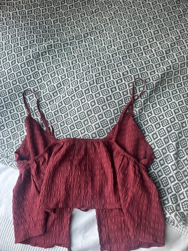 ASOS Burgundy Tie Front Top
