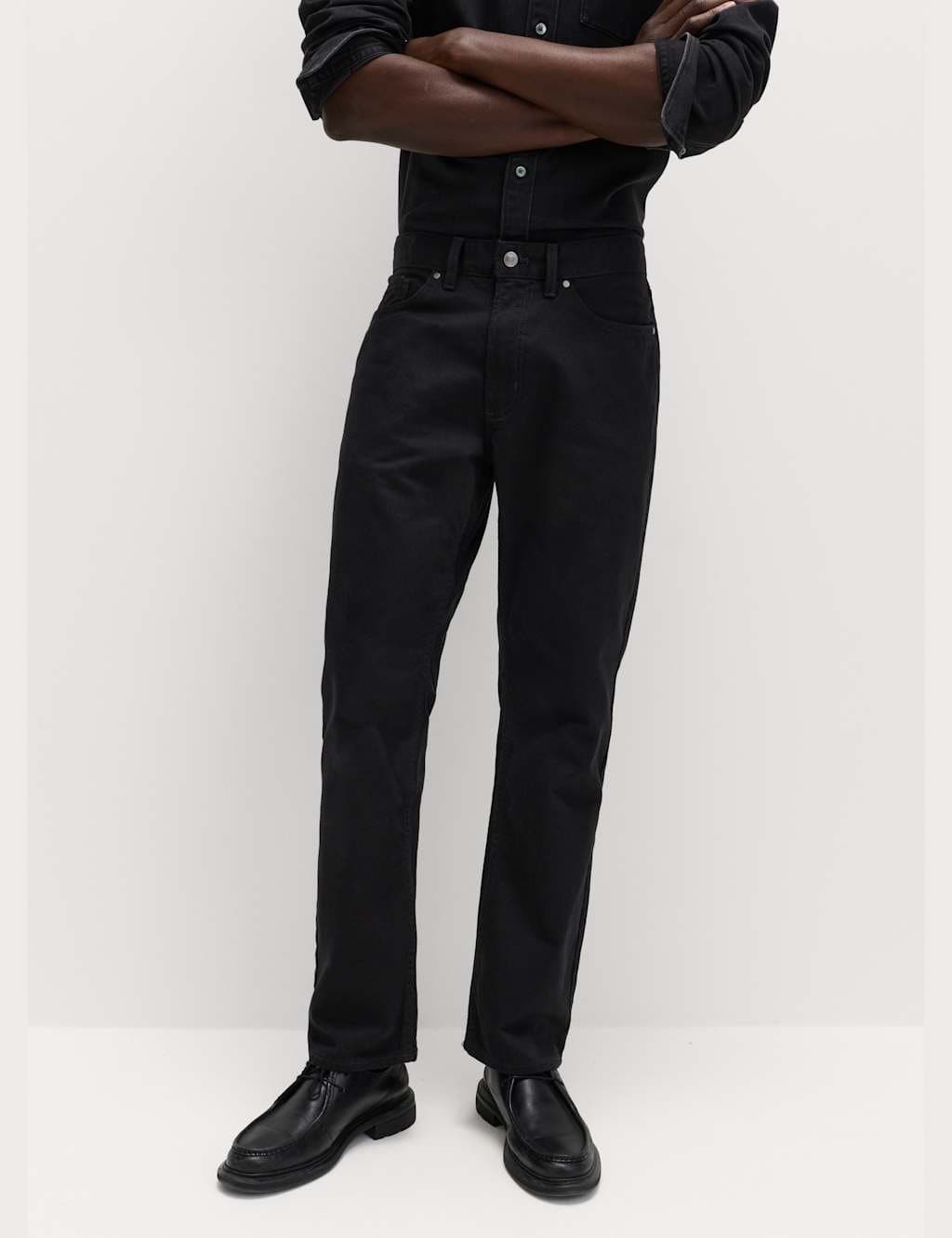 Marks & Spencer M&S Straight Fit Pure Cotton Value Jeans Black/Black