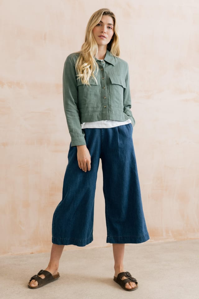 Lily & Me Lily & Me Women's Grasslands Linen Blend Jacket in Green - 3