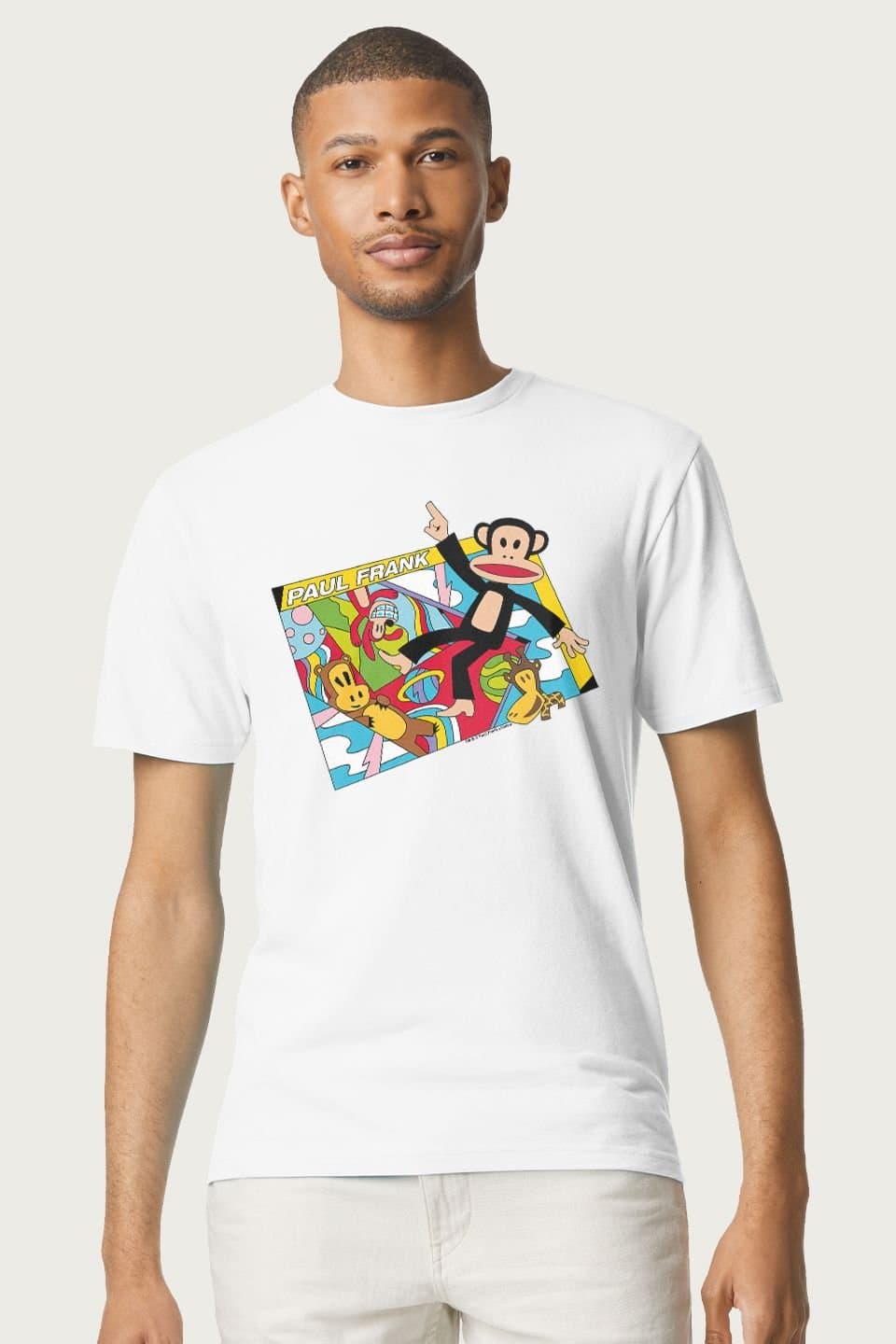 Paul Frank Paul Frank Men's Julius Clancy Worry Bear & Bob T-Shirt in White