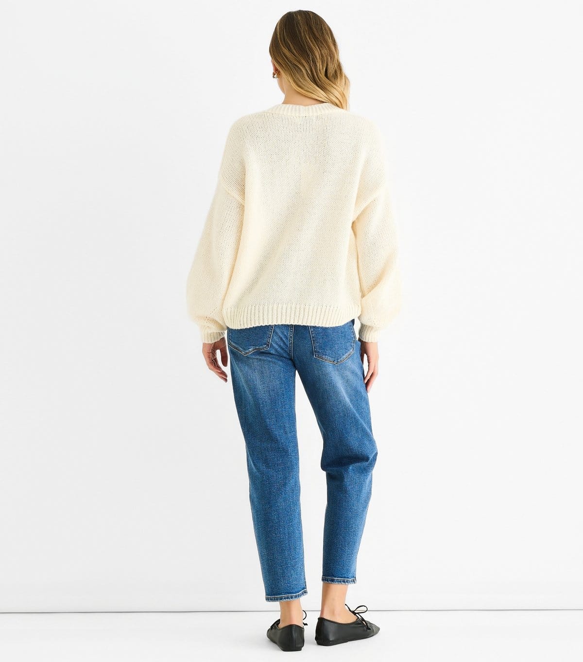 Gini London Women's Cream Contrast Teddy Crochet Cardigan Gini London New Look - 4