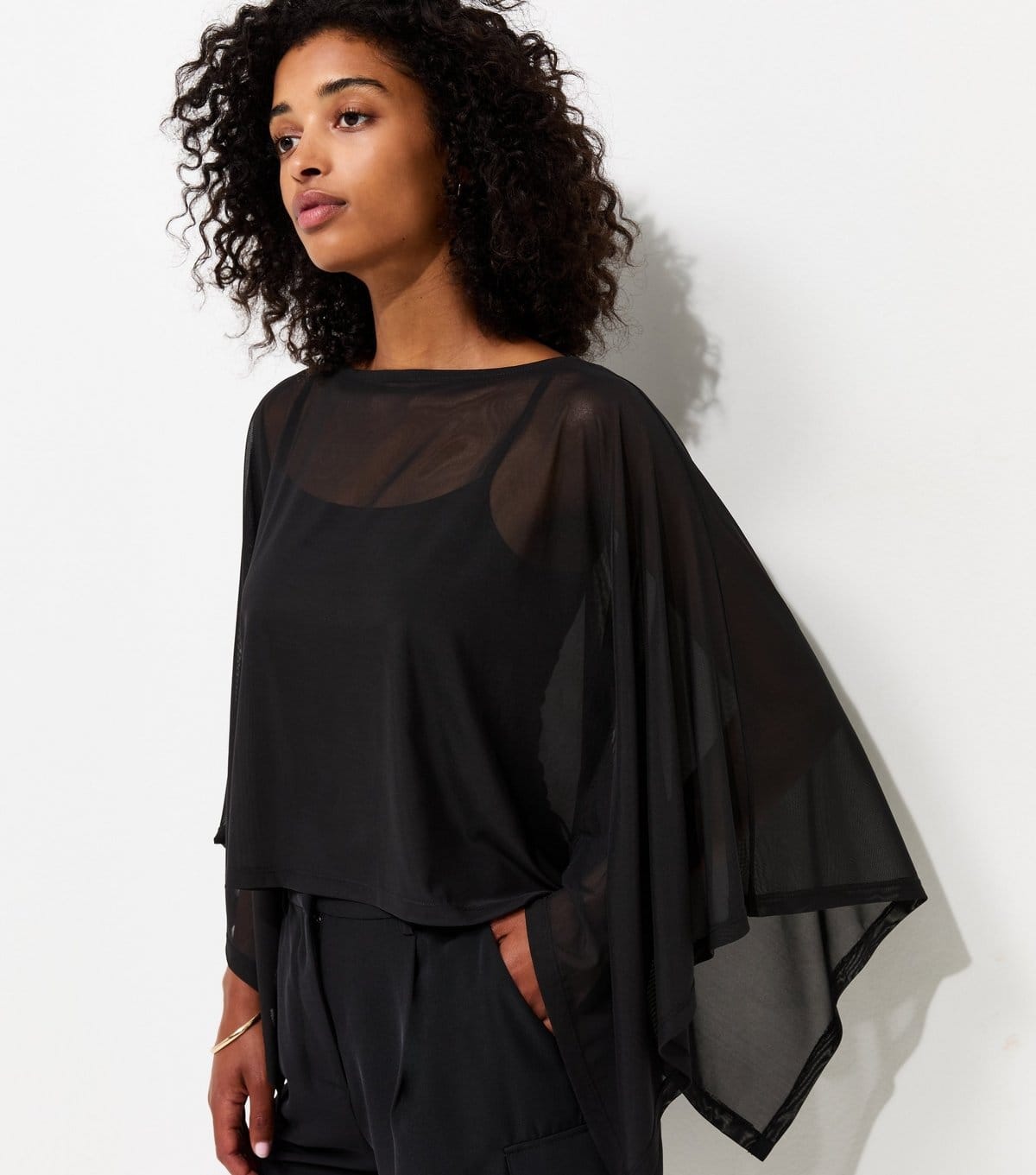 New Look Black Mesh Cape