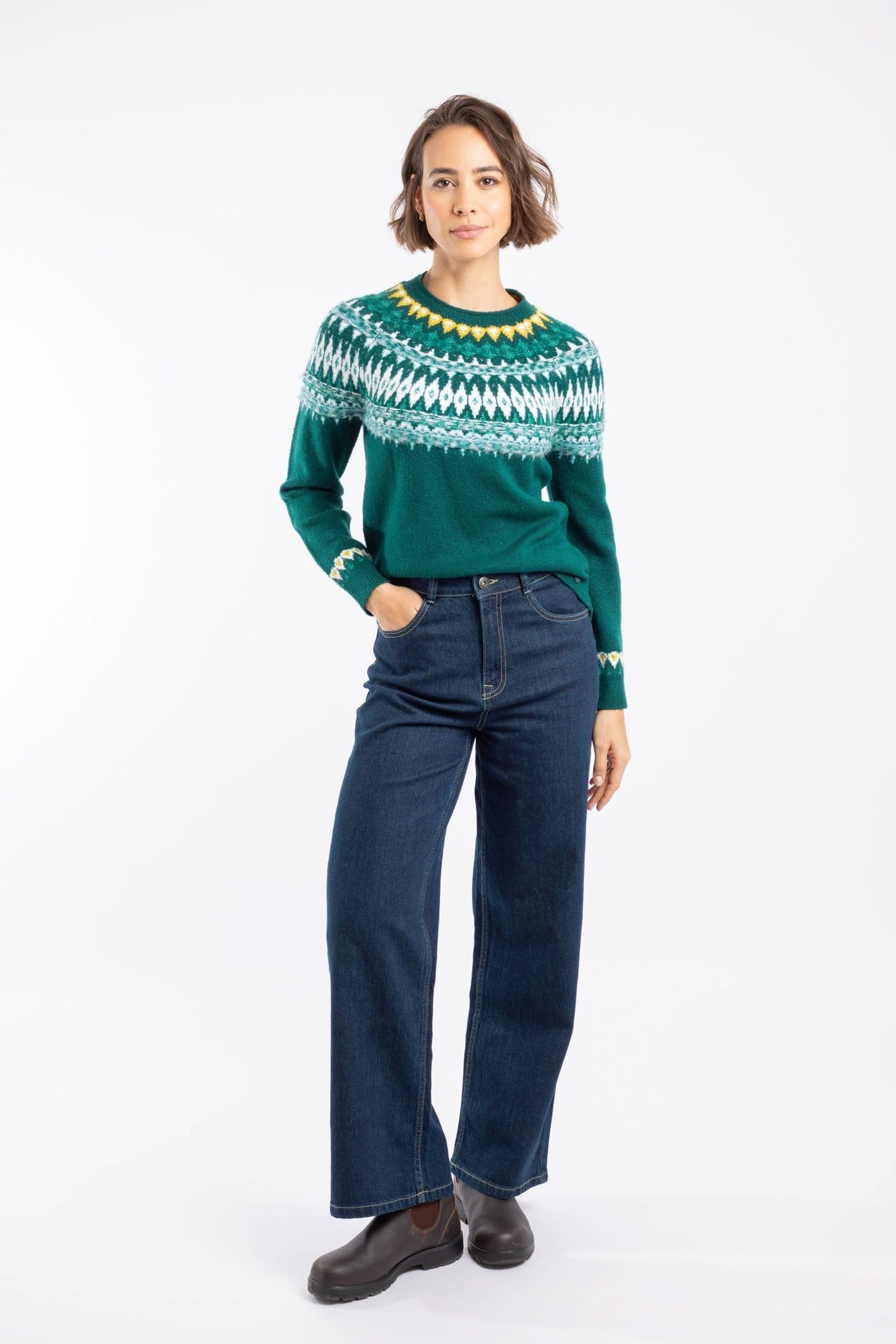 Weird Fish Weird Fish Women's Lowell Fair Isle Jumper in Teal - 4