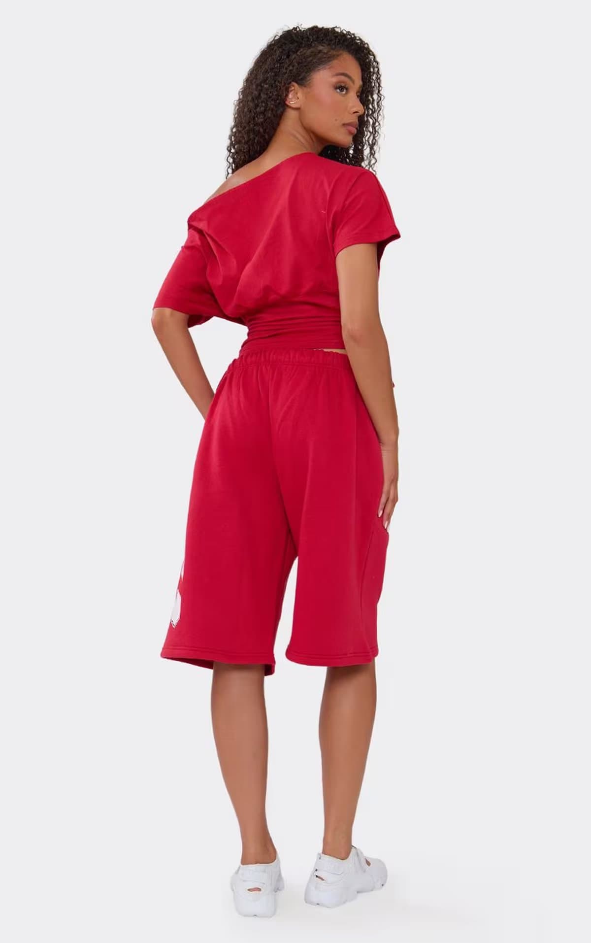 EGO Mid Rise Graphic Sweat Jorts In Red, Women's Size UK 6