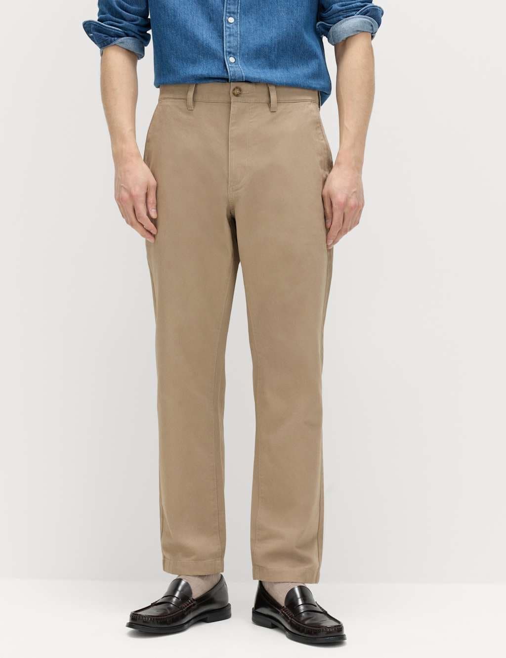 Marks & Spencer M&S Mushroom Cotton Twill Chinos for Men