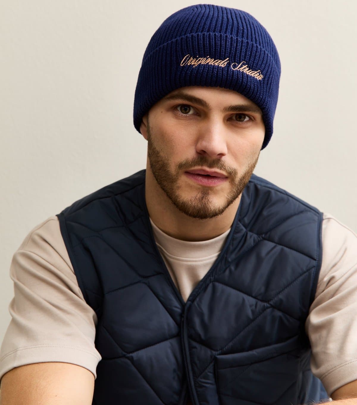 jack & jones Jack & Jones Dark Blue Rib Knit Beanie