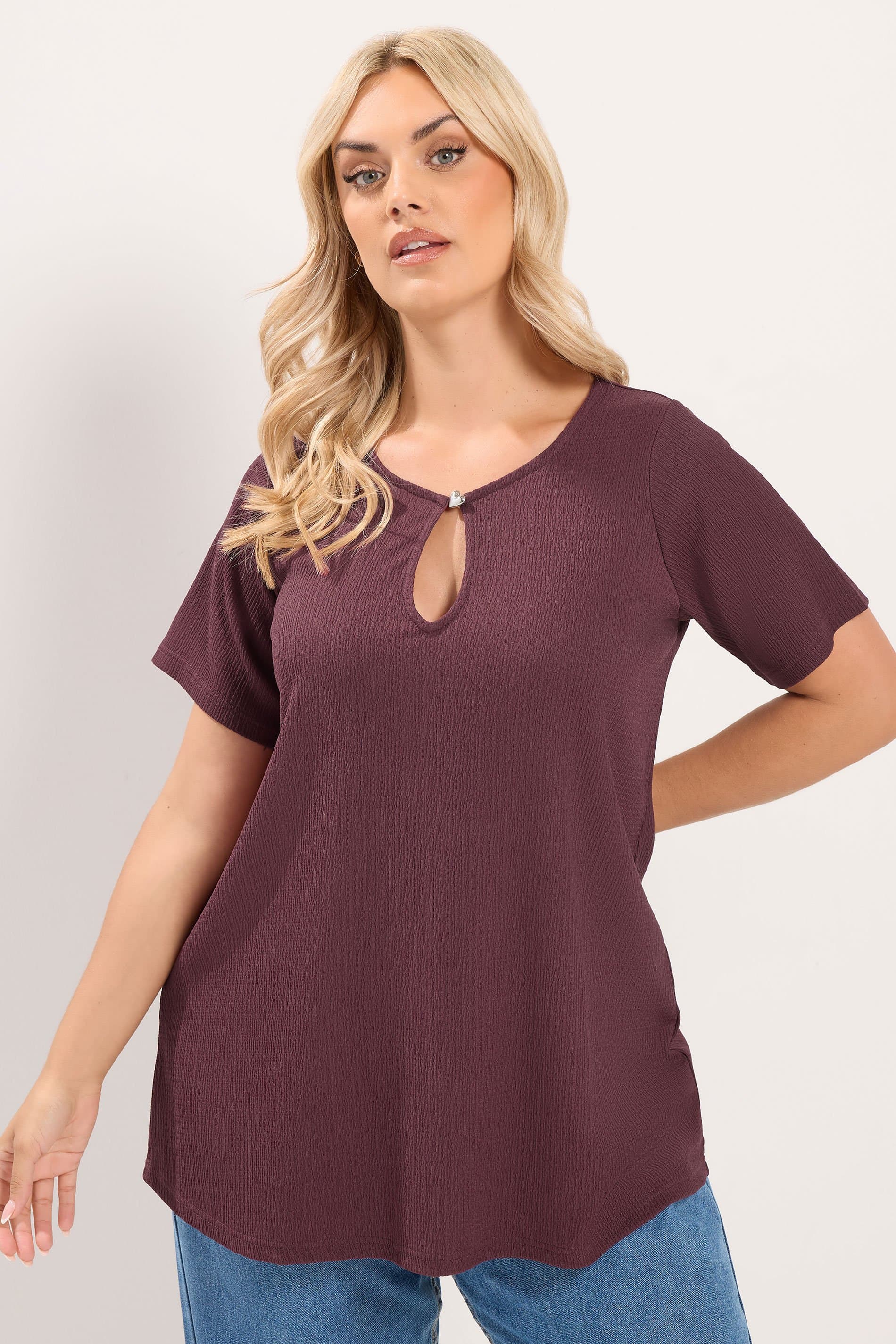 Yours Plus Size Purple Formal Keyhole Detail Top