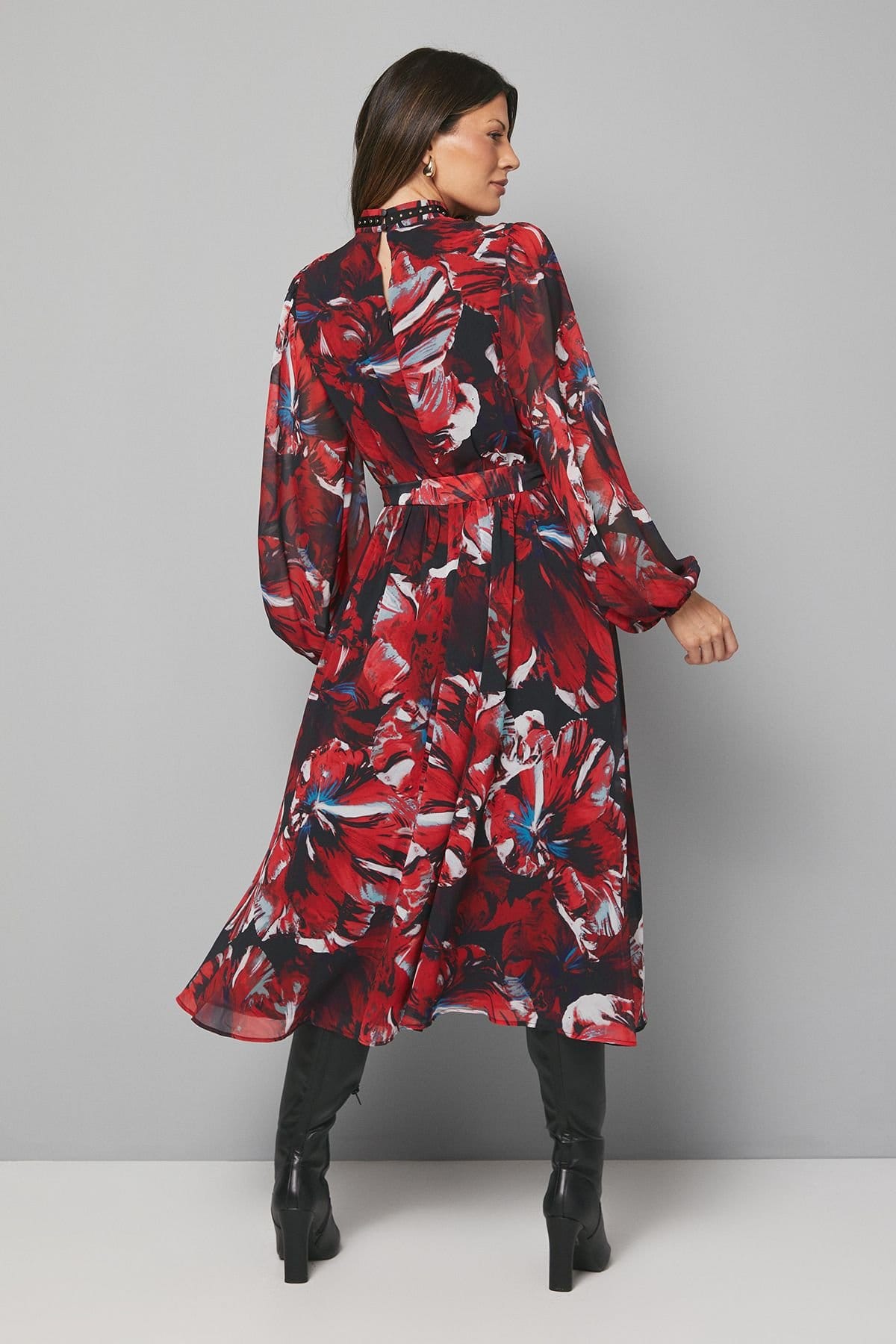 Wallis Wallis Women's Floral Stud Trim Midi Dress in Taupe - 4