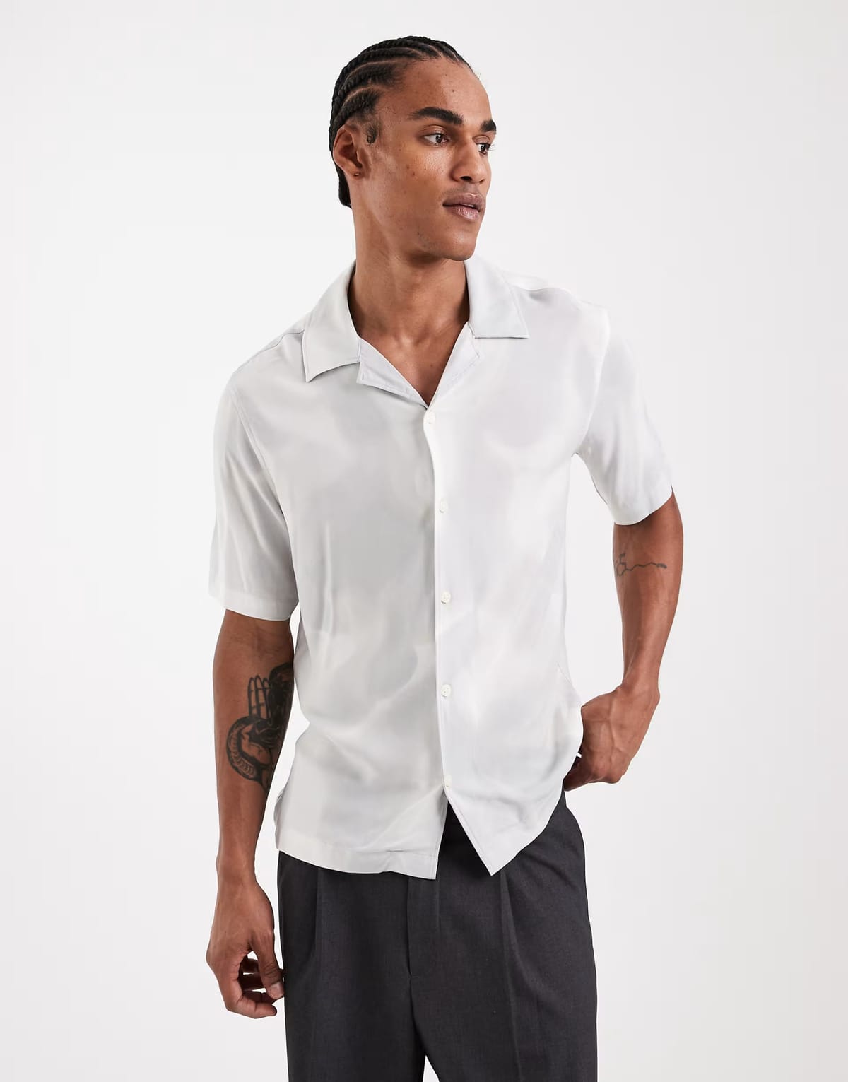 ASOS ONLY & SONS washed print revere collar shirt in white - 1