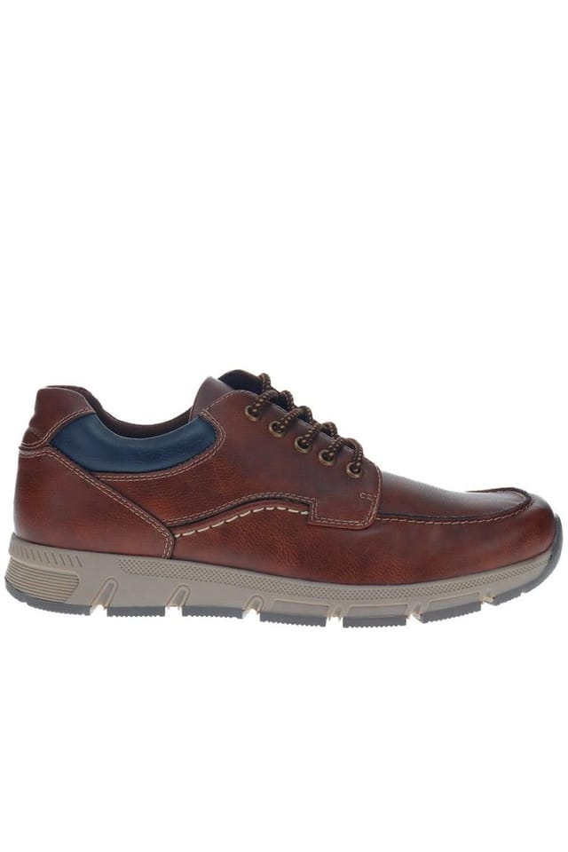 Pavers Pavers Men's Wide Fit Casual Lace Up Trainers in Brown - 2