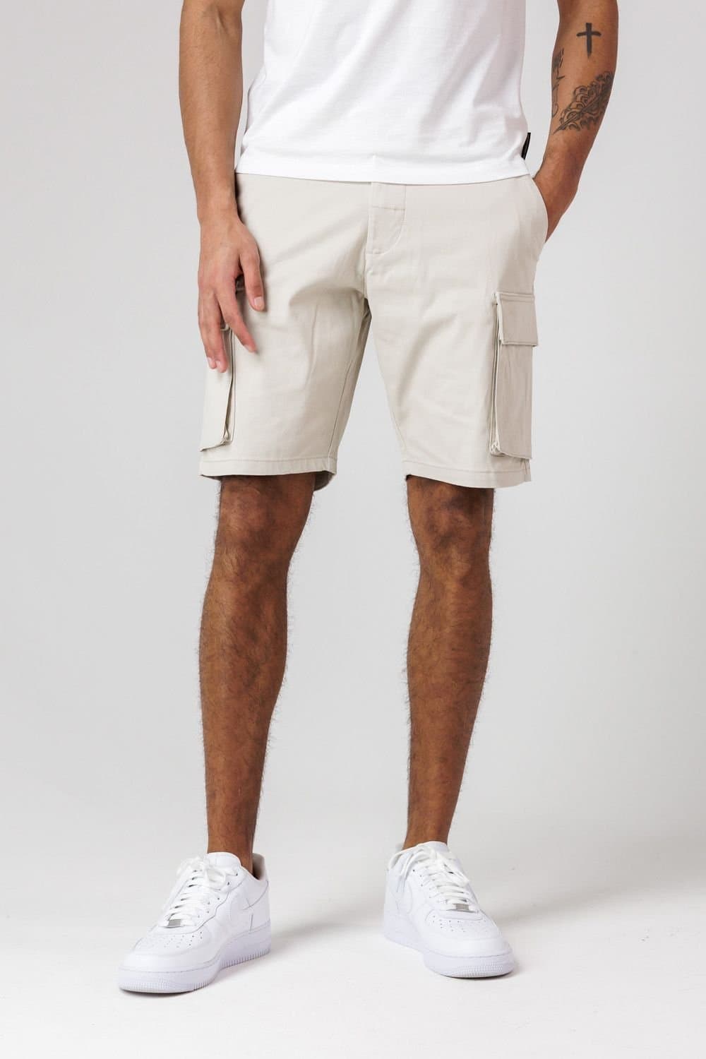 French Connection French Connection Men's Cotton Cargo Shorts in Stone