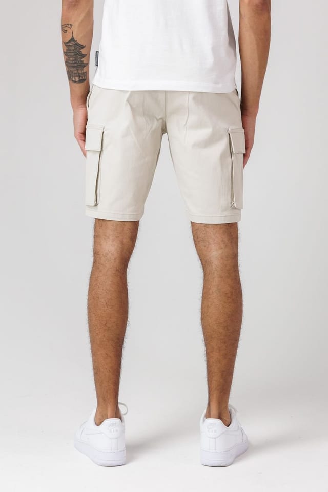 French Connection French Connection Men's Cotton Cargo Shorts in Stone - 2