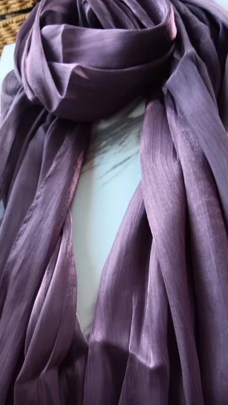 Elegant Silk-Feel Evening Wrap • Perfect Gift For Shimmer Luxury Purple Scarf Pleated Crinkle Shawl Large Hijab Pashmina
