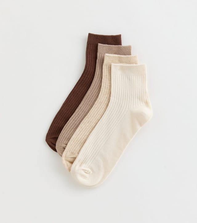 New Look Brown Pack of 4 Ribbed Trainer Socks New Look - 2