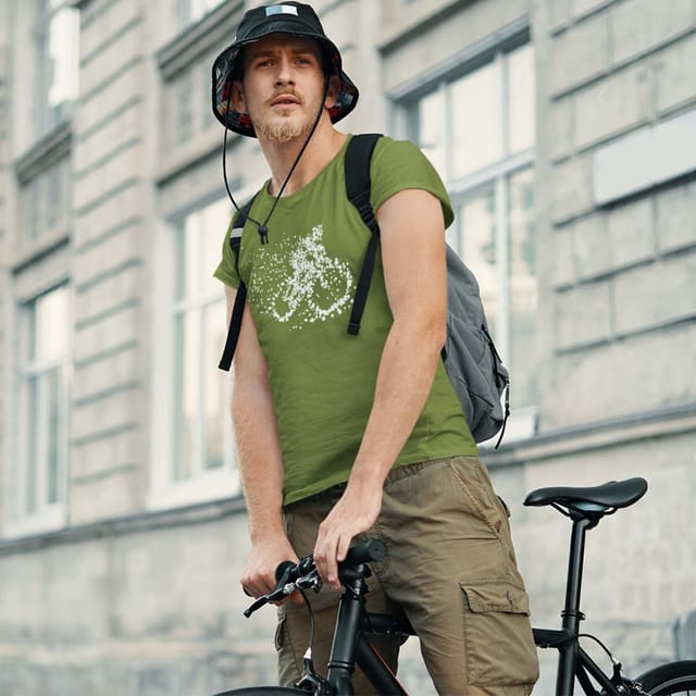 Bad Zebedee Bad Zebedee Men's Particle Dot Cyclist T-Shirt in Terracotta - 2