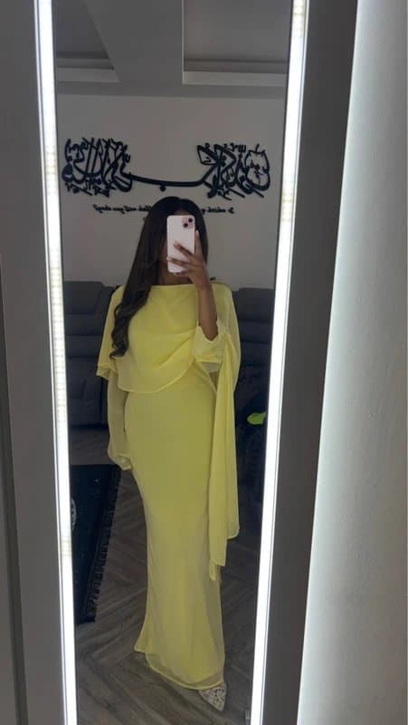 ASOS Butter yellow long cape dress