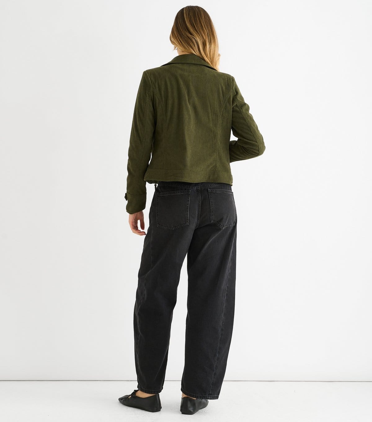 Gini London Women's Khaki Corduroy Biker Jacket Gini London New Look - 4