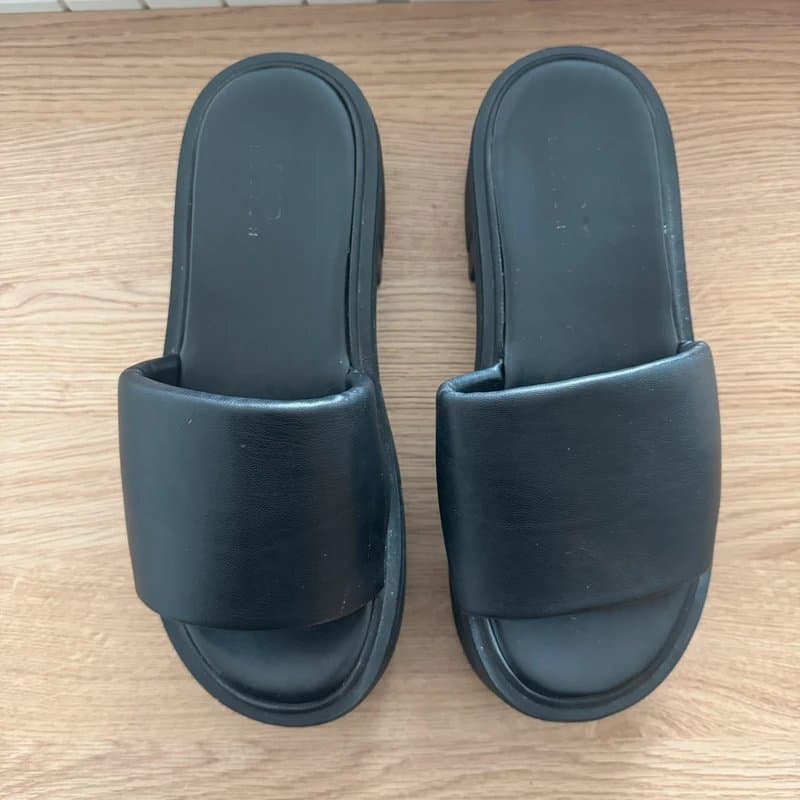 ASOS Design Faux Leather Chunky Cleated Sole Flatform Sandals