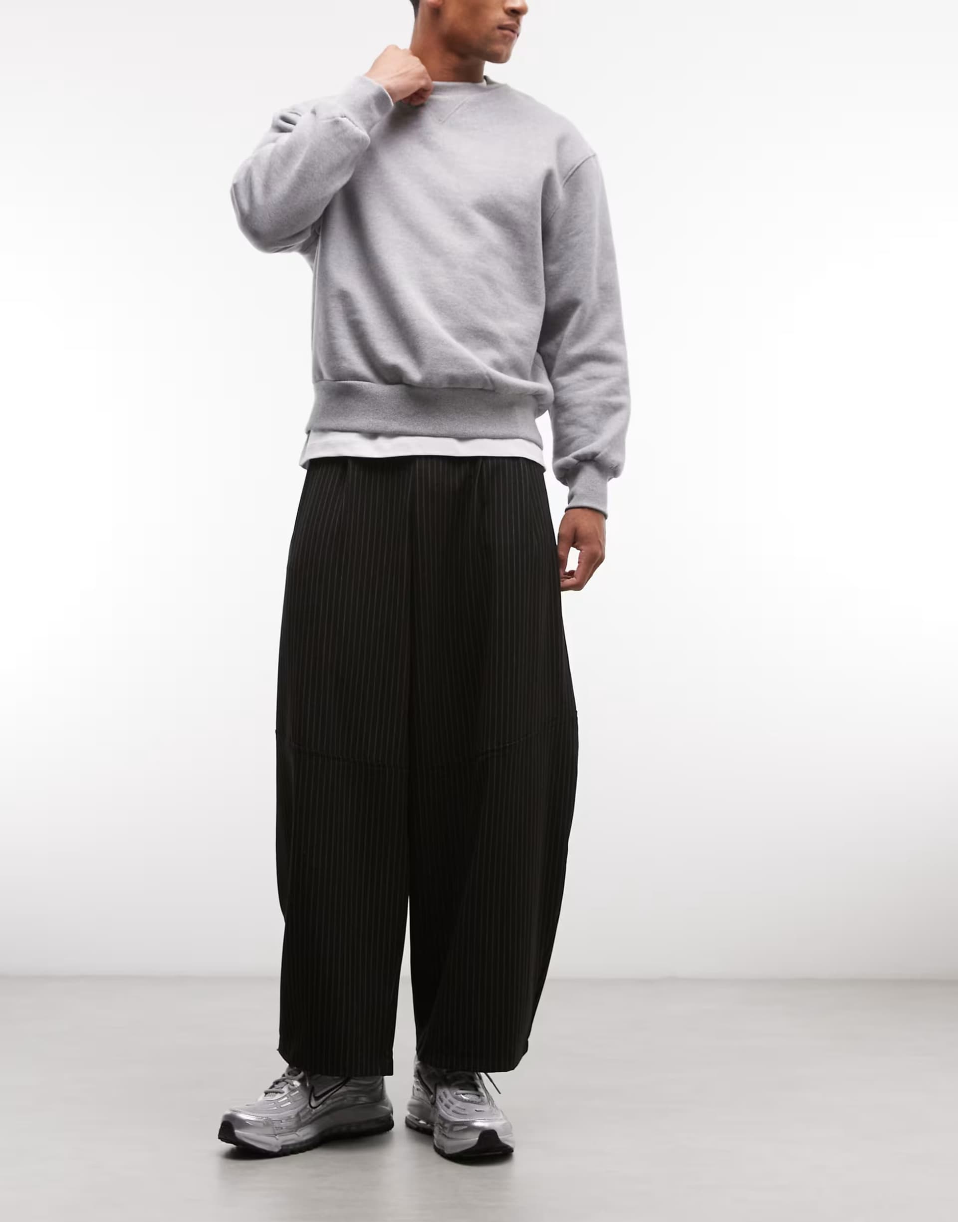 ASOS COLLUSION tailored pull on balloon trouser in pinstripe