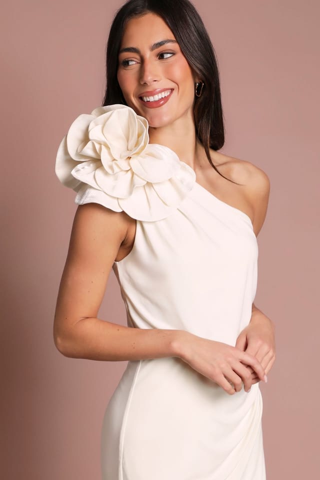 Coast Coast Women's Corsage One Shoulder Jersey Maxi Dress in Ivory - 2