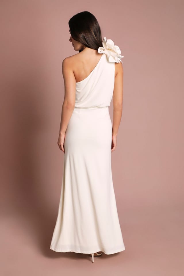 Coast Coast Women's Corsage One Shoulder Jersey Maxi Dress in Ivory - 3