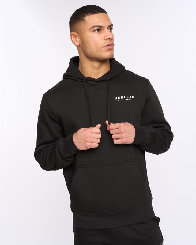 Henleys Henleys Men's Henycore Men's Regular Fit Hoodie - Soft Touch Chest Print & Warm Brushed Fleece in Black - 3